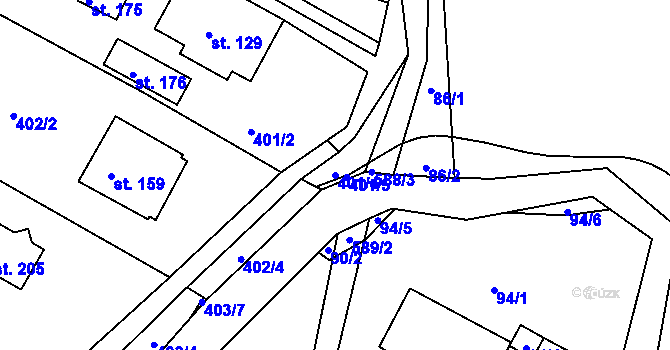 Parcela st. 401/4 v KÚ Nové Sedlice, Katastrální mapa