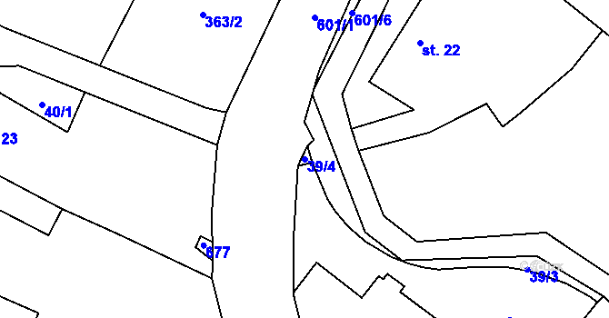 Parcela st. 39/4 v KÚ Nové Sedlice, Katastrální mapa