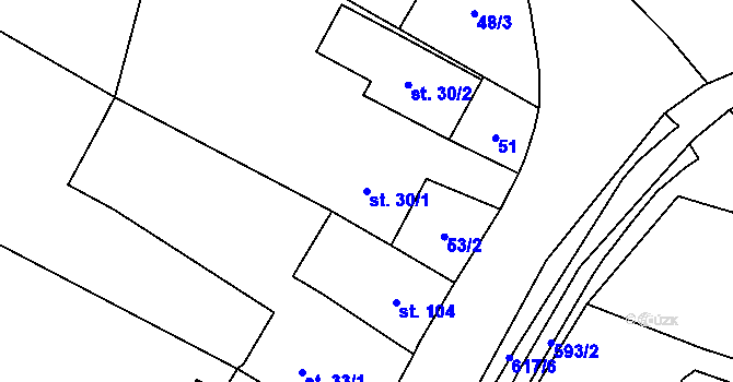 Parcela st. 30/1 v KÚ Nové Sedlice, Katastrální mapa