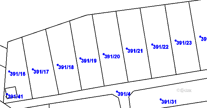 Parcela st. 391/20 v KÚ Loučky u Lokte, Katastrální mapa