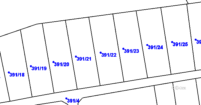 Parcela st. 391/22 v KÚ Loučky u Lokte, Katastrální mapa