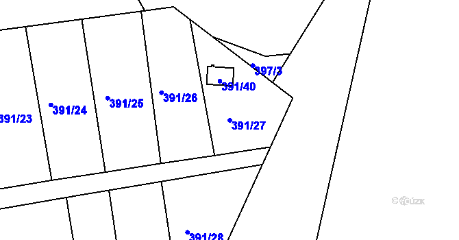 Parcela st. 391/27 v KÚ Loučky u Lokte, Katastrální mapa