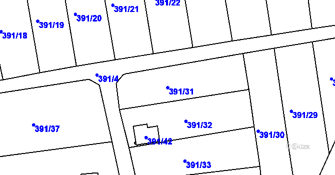 Parcela st. 391/31 v KÚ Loučky u Lokte, Katastrální mapa