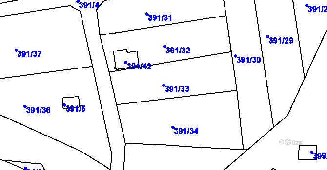 Parcela st. 391/33 v KÚ Loučky u Lokte, Katastrální mapa