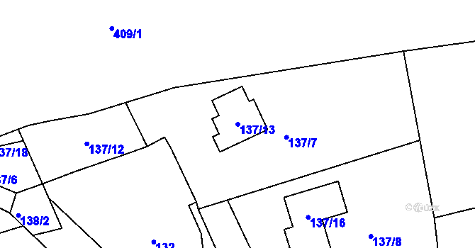 Parcela st. 137/13 v KÚ Loučky u Lokte, Katastrální mapa