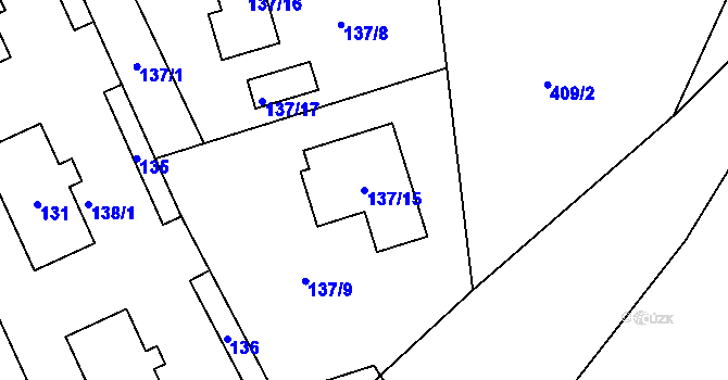 Parcela st. 137/15 v KÚ Loučky u Lokte, Katastrální mapa