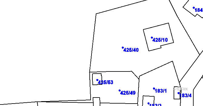 Parcela st. 425/50 v KÚ Loučky u Lokte, Katastrální mapa