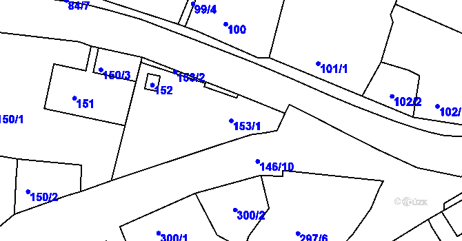 Parcela st. 153/1 v KÚ Loučky u Lokte, Katastrální mapa