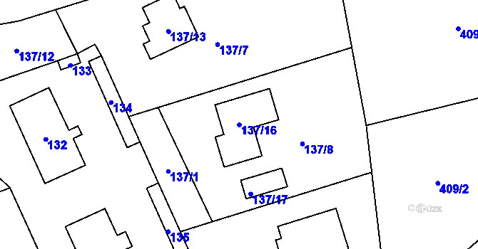 Parcela st. 137/16 v KÚ Loučky u Lokte, Katastrální mapa