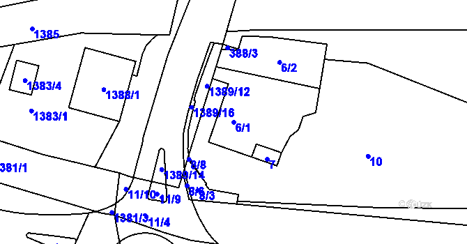 Parcela st. 6/1 v KÚ Loučky u Lokte, Katastrální mapa
