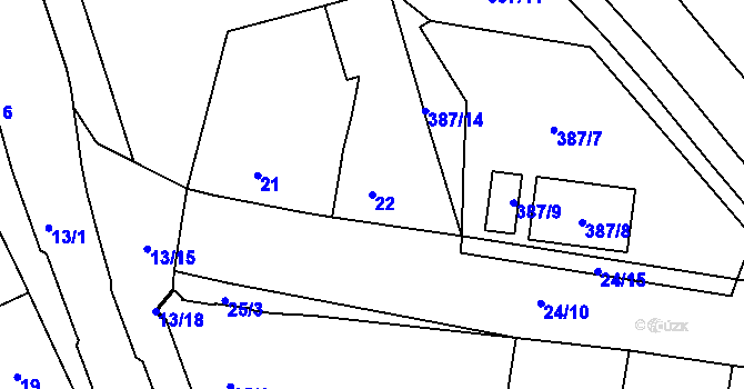 Parcela st. 22 v KÚ Loučky u Lokte, Katastrální mapa