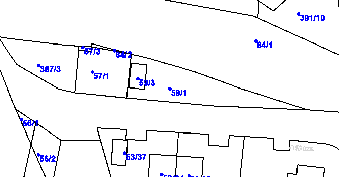 Parcela st. 59/1 v KÚ Loučky u Lokte, Katastrální mapa