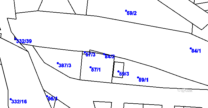 Parcela st. 84/2 v KÚ Loučky u Lokte, Katastrální mapa