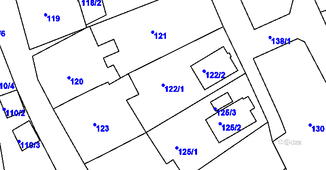 Parcela st. 122/1 v KÚ Loučky u Lokte, Katastrální mapa