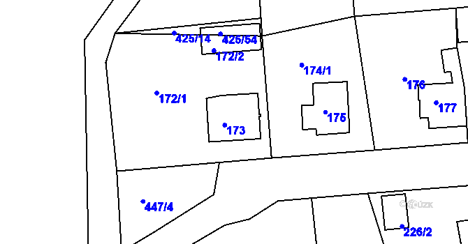 Parcela st. 173 v KÚ Loučky u Lokte, Katastrální mapa