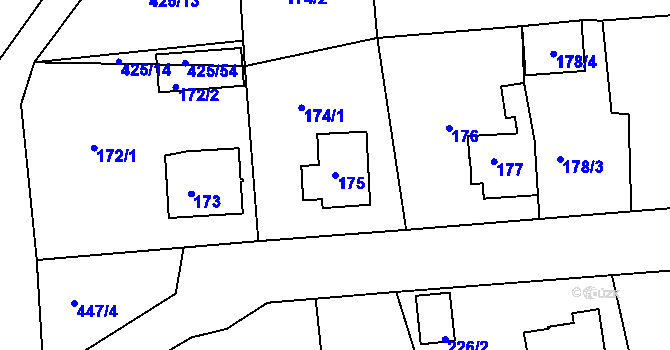 Parcela st. 175 v KÚ Loučky u Lokte, Katastrální mapa