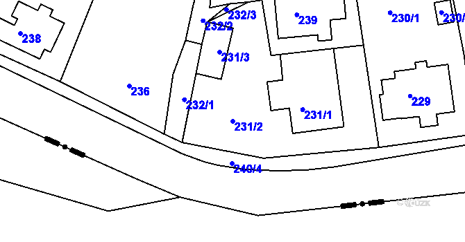 Parcela st. 231/2 v KÚ Loučky u Lokte, Katastrální mapa