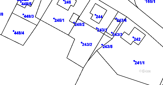 Parcela st. 243/2 v KÚ Loučky u Lokte, Katastrální mapa