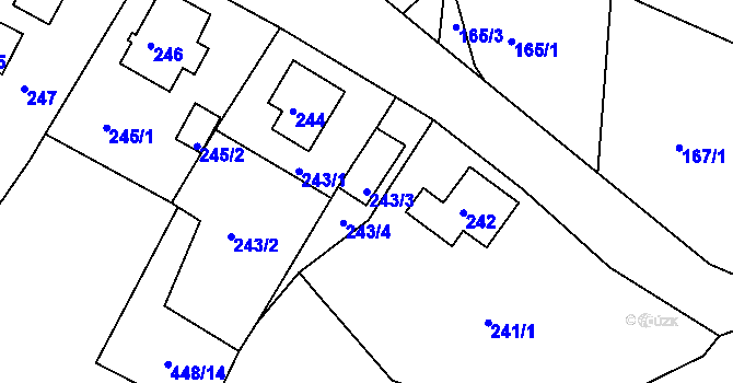 Parcela st. 243/3 v KÚ Loučky u Lokte, Katastrální mapa