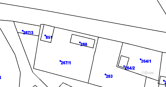 Parcela st. 266 v KÚ Loučky u Lokte, Katastrální mapa