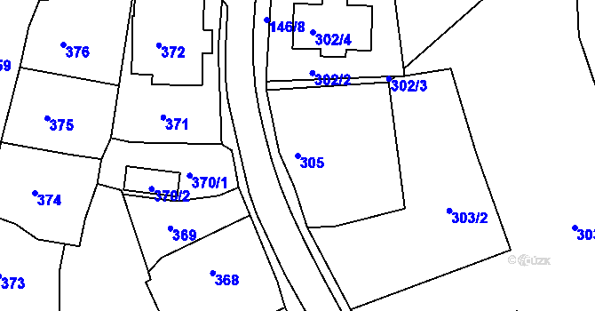Parcela st. 305 v KÚ Loučky u Lokte, Katastrální mapa