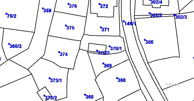 Parcela st. 370/2 v KÚ Loučky u Lokte, Katastrální mapa
