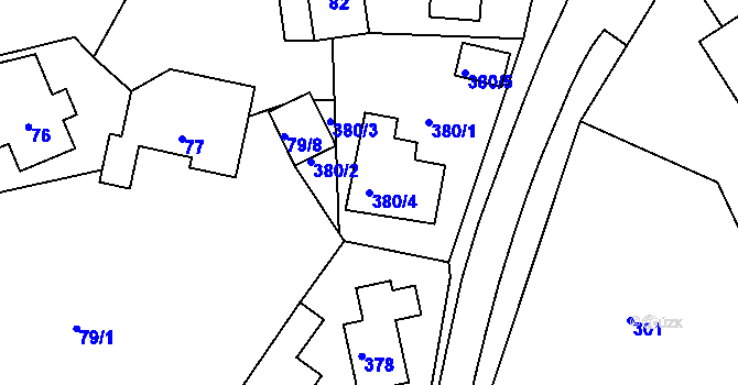 Parcela st. 380/4 v KÚ Loučky u Lokte, Katastrální mapa