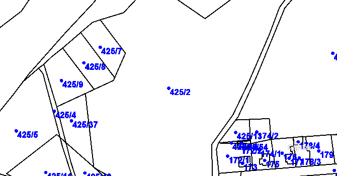 Parcela st. 425/2 v KÚ Loučky u Lokte, Katastrální mapa