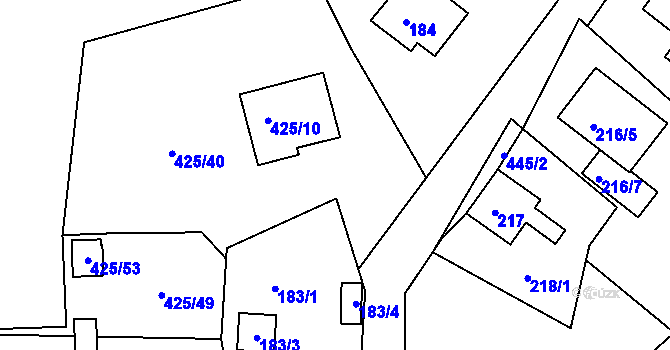 Parcela st. 425/6 v KÚ Loučky u Lokte, Katastrální mapa