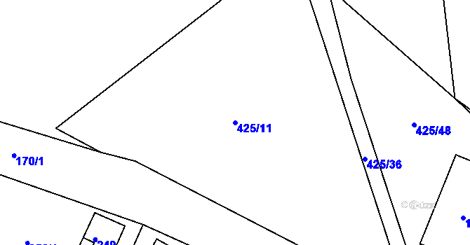 Parcela st. 425/11 v KÚ Loučky u Lokte, Katastrální mapa
