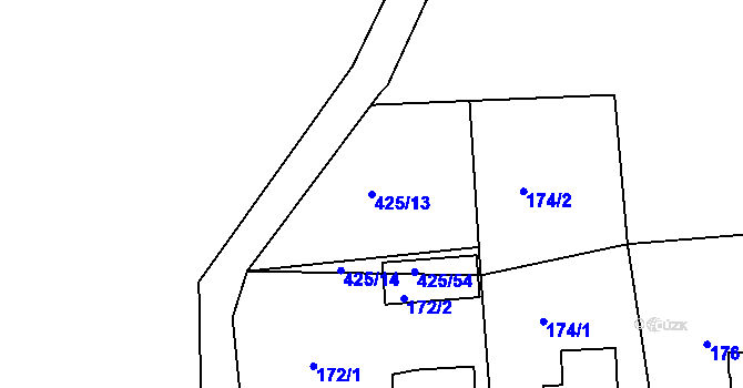 Parcela st. 425/13 v KÚ Loučky u Lokte, Katastrální mapa