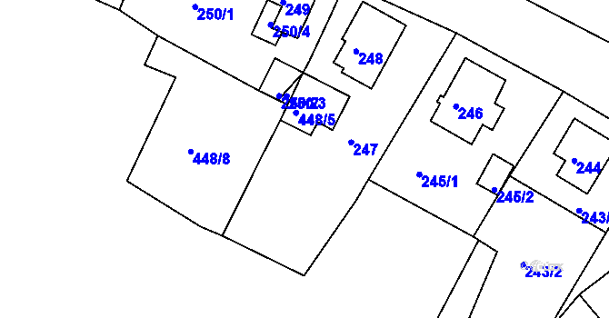 Parcela st. 448/3 v KÚ Loučky u Lokte, Katastrální mapa