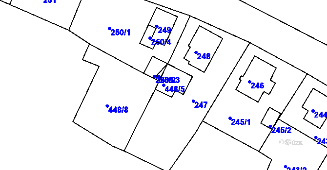 Parcela st. 448/5 v KÚ Loučky u Lokte, Katastrální mapa