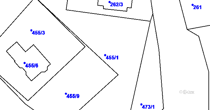 Parcela st. 455/1 v KÚ Loučky u Lokte, Katastrální mapa