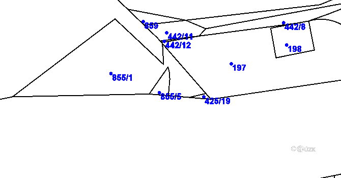 Parcela st. 425/18 v KÚ Loučky u Lokte, Katastrální mapa