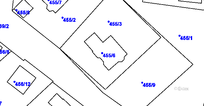 Parcela st. 455/6 v KÚ Loučky u Lokte, Katastrální mapa