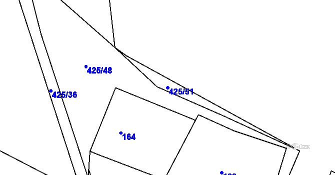 Parcela st. 425/51 v KÚ Loučky u Lokte, Katastrální mapa