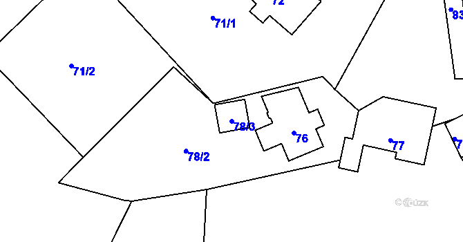 Parcela st. 78/3 v KÚ Loučky u Lokte, Katastrální mapa