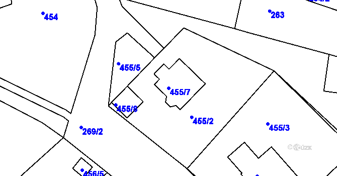 Parcela st. 455/7 v KÚ Loučky u Lokte, Katastrální mapa