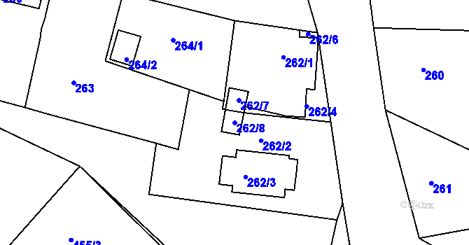 Parcela st. 262/8 v KÚ Loučky u Lokte, Katastrální mapa