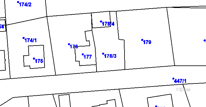 Parcela st. 178/3 v KÚ Loučky u Lokte, Katastrální mapa
