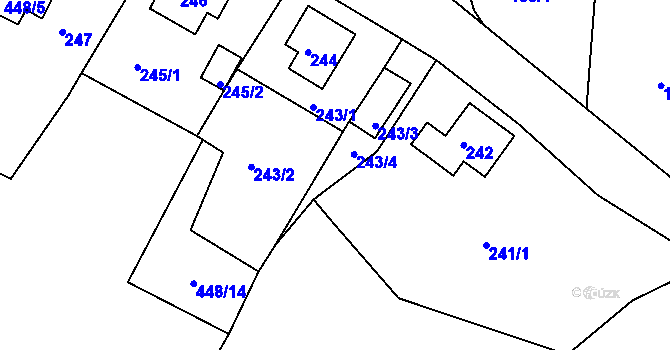 Parcela st. 243/5 v KÚ Loučky u Lokte, Katastrální mapa
