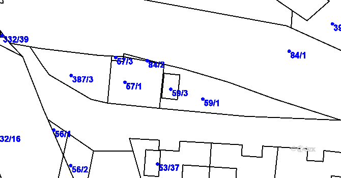 Parcela st. 59/3 v KÚ Loučky u Lokte, Katastrální mapa