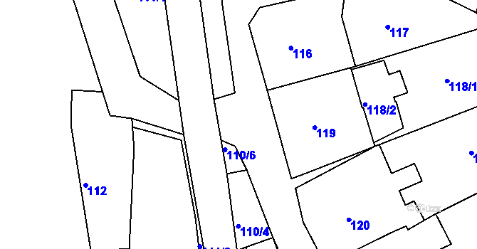 Parcela st. 115/1 v KÚ Loučky u Lokte, Katastrální mapa