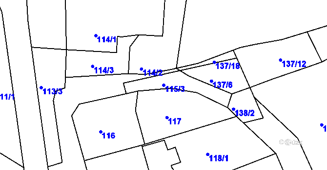 Parcela st. 115/3 v KÚ Loučky u Lokte, Katastrální mapa