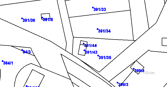 Parcela st. 391/44 v KÚ Loučky u Lokte, Katastrální mapa