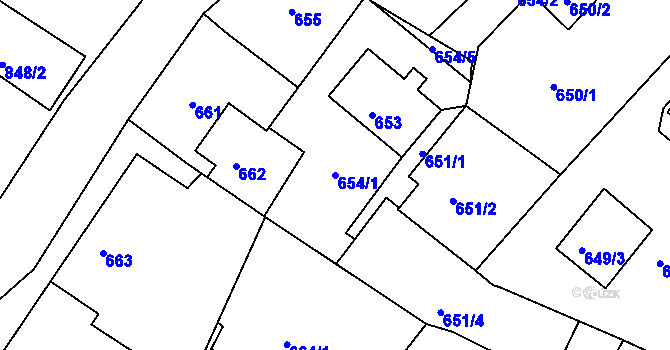 Parcela st. 654/1 v KÚ Nové Sedlo u Lokte, Katastrální mapa