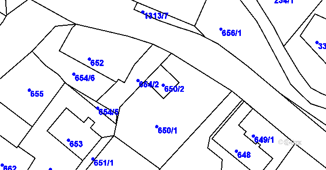 Parcela st. 650/2 v KÚ Nové Sedlo u Lokte, Katastrální mapa