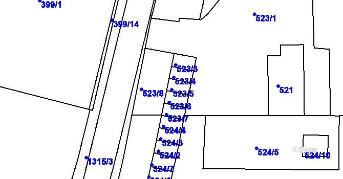 Parcela st. 523/5 v KÚ Nové Sedlo u Lokte, Katastrální mapa