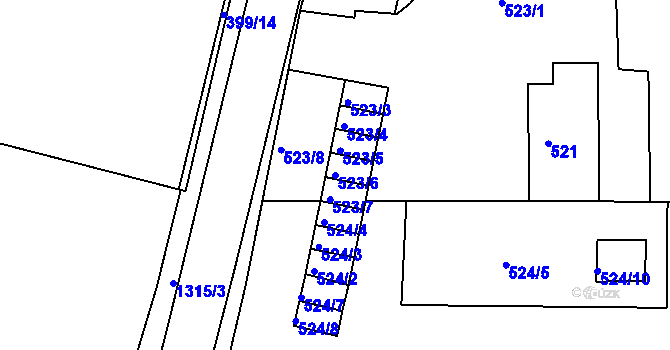 Parcela st. 523/6 v KÚ Nové Sedlo u Lokte, Katastrální mapa